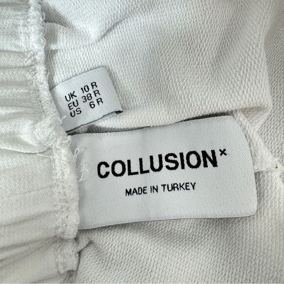 ASOS Collusion 90s Dad Wide Leg Jogger Pants White 6 High Waist Front Seam - Picture 8 of 12